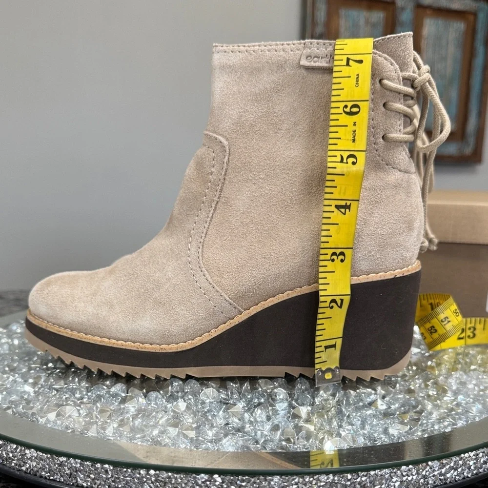 Earth Suede Wedge Bootie in Light Taupe NEW 6